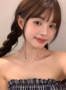 【我的脸很圆】夏日粉色珍珠串珠项链夏季多巴胺叠戴海边配饰颈链