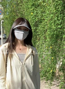 防晒冰丝脸基尼帽子女遮全脸透气电动车帽檐口罩开车面罩防紫外线