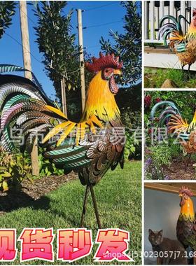 新品XlIronRoosterXl铁公鸡摆件户外庭院铁艺公鸡装饰