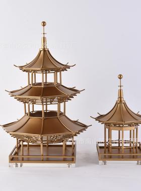 新中式禅意古建筑模型摆BJ1099样间售楼处角酒店件会所八塔软装饰