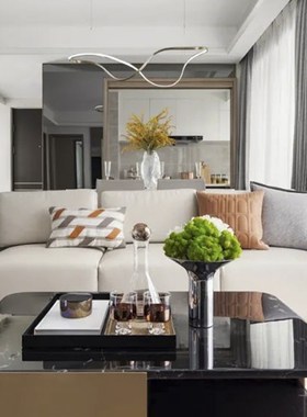 现代轻奢银色陶瓷花器样板间客厅茶几桌面醒酒器套装组合软装饰品