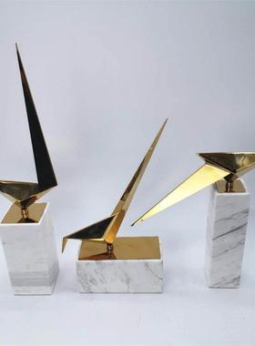 板间大理石摆B酒店样中北式小鸟软装客厅玄关书柜欧现件代家居饰