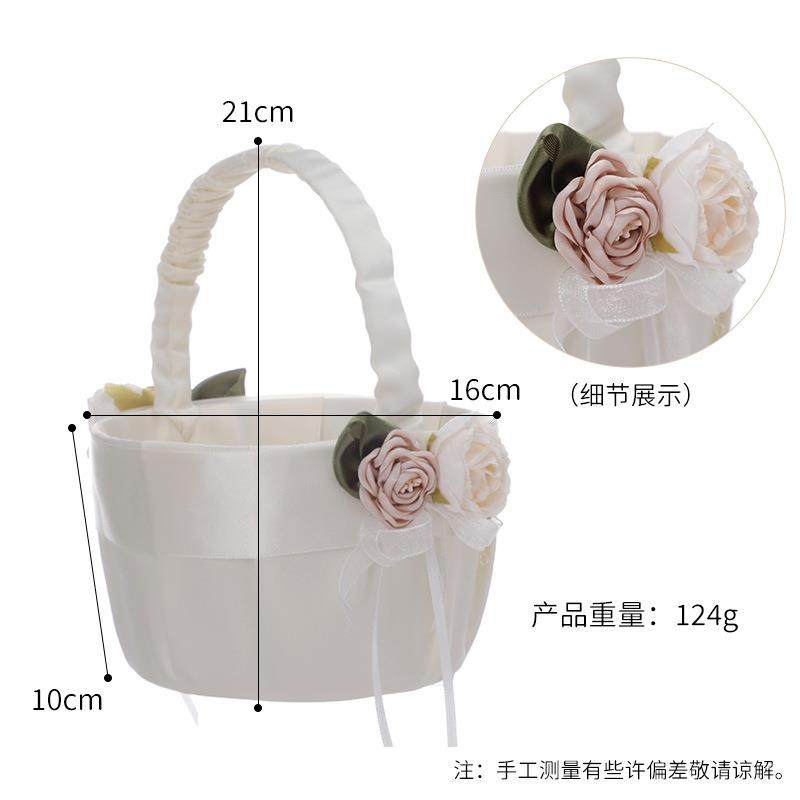 唯美婚礼绸布花篮戒枕象牙白色蕾丝花朵花童篮子西式婚庆道具直售,淘宝优惠券,粉丝福利购,淘宝优惠卷