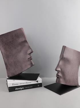 现代简约抽象侧脸人脸书树脂摆件客厅卧室玄关酒店书房家居装饰品