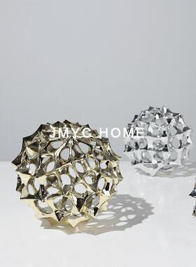 黑色圆球客厅茶几柜电视柜样板间摆件软装饰品树脂工艺品办公室柜