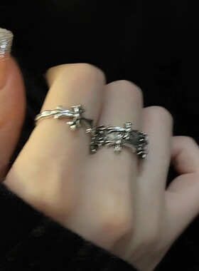 克罗伈双层十字架复古情侣对戒开口戒指个性百搭