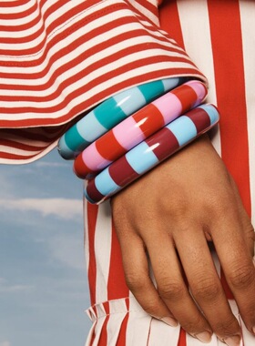 2025 同款新品撞色条纹树脂手镯 简约几何夸张甜酷ins风手环
