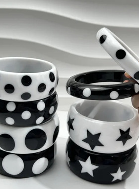 新款日韩风彩色时尚几何圆点星星树脂手镯 百搭个性Y2K女士手饰