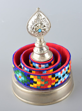 尼泊尔曼扎盘纯铜曼扎盘修盘八吉祥供曼达盘手工镶嵌彩珠曼茶