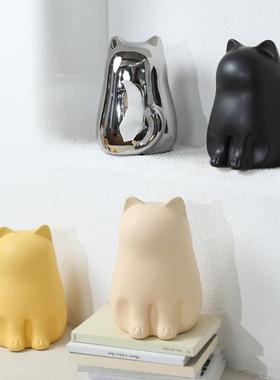 现代简单可爱的猫陶瓷纸巾盒装饰创意家居用纸抽屉客厅桌面装饰