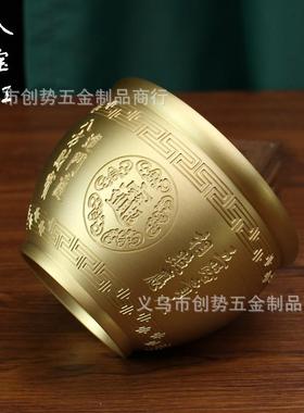 黄铜米缸招财金宝八宝缸办公室客厅纯铜百福创意纪念品金属摆件