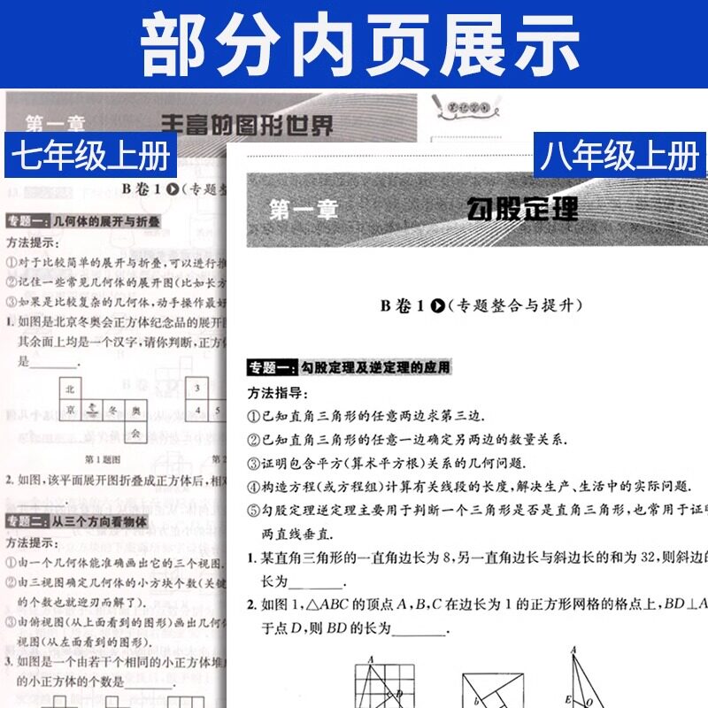 B卷必刷七下数学北师大七八九年级上册下册中考核心考点初中初一初二初三资料期中期末同步练习册b卷必刷八下数学