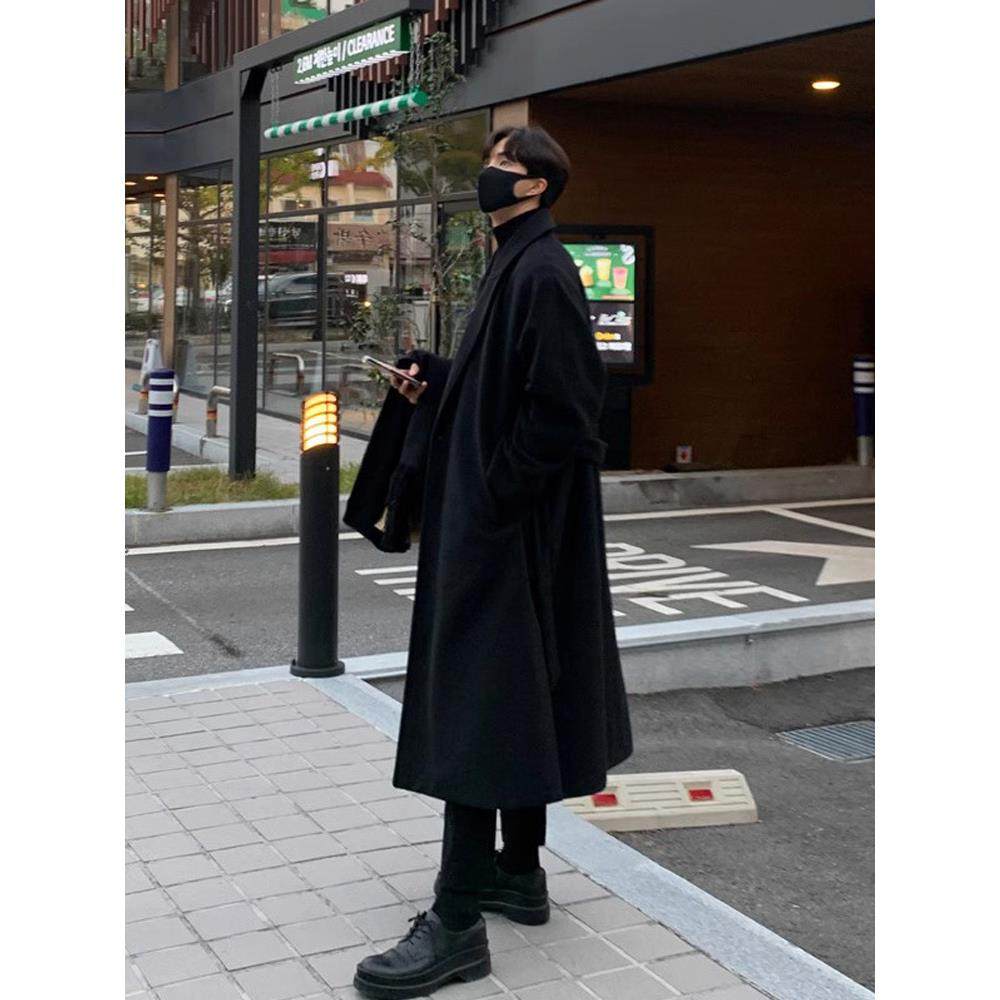 冬季新款顺毛呢子大衣男长款过膝韩版宽松帅气毛呢外套男英伦风衣,淘宝优惠券,粉丝福利购,淘宝优惠卷