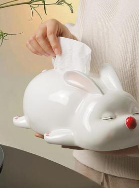 网红创意兔子纸巾盒摆件抽纸盒客厅家用餐桌面茶几卧室可爱装饰品
