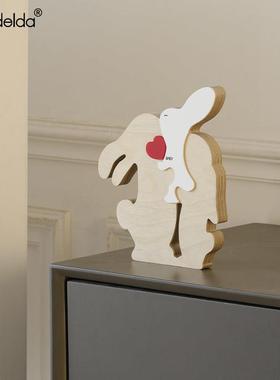 Mandelda客厅桌面摆件温馨呆萌兔装饰入户玄关家居电视柜创意饰品
