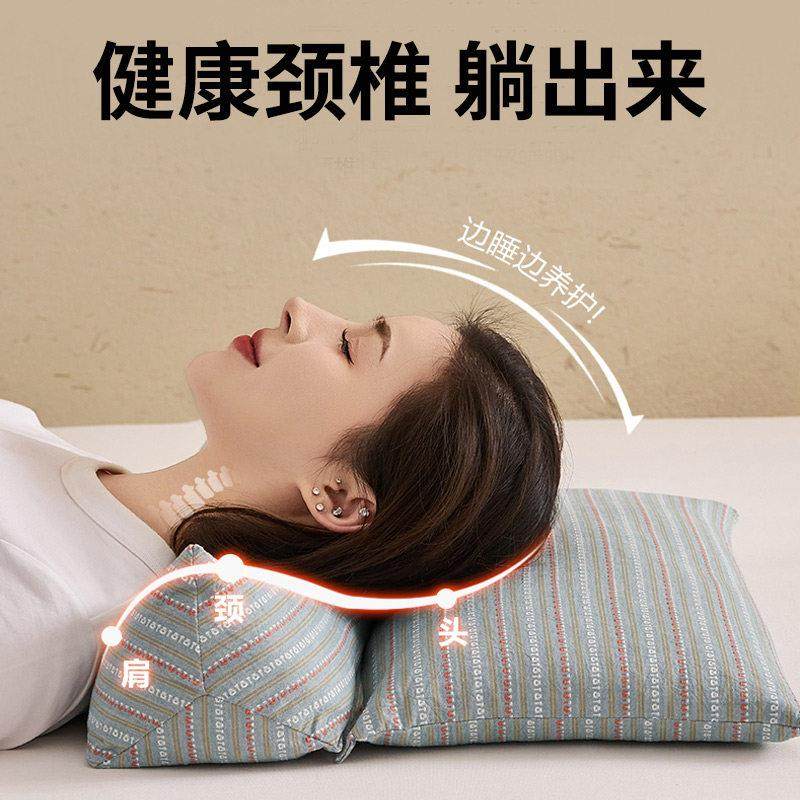 三角牵引枕荞麦枕头护颈椎助睡眠睡觉专用壳皮荞麦枕颈枕护颈硬枕,淘宝优惠券,粉丝福利购,淘宝优惠卷