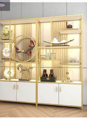 轻奢博古现代简约客厅镂空置物架办公室铁艺隔断屏风中式摆件陈列