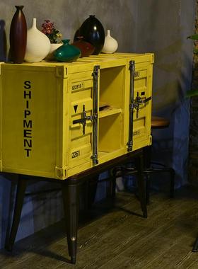 美式工业风铁艺储物柜做旧复古集装箱设计餐边柜备餐台茶水柜