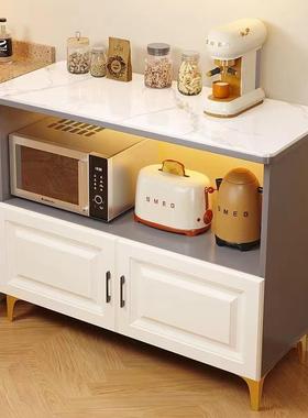 A9L实木简约岩板餐边柜厨房家用多层操作台微波炉烤箱置物架切菜