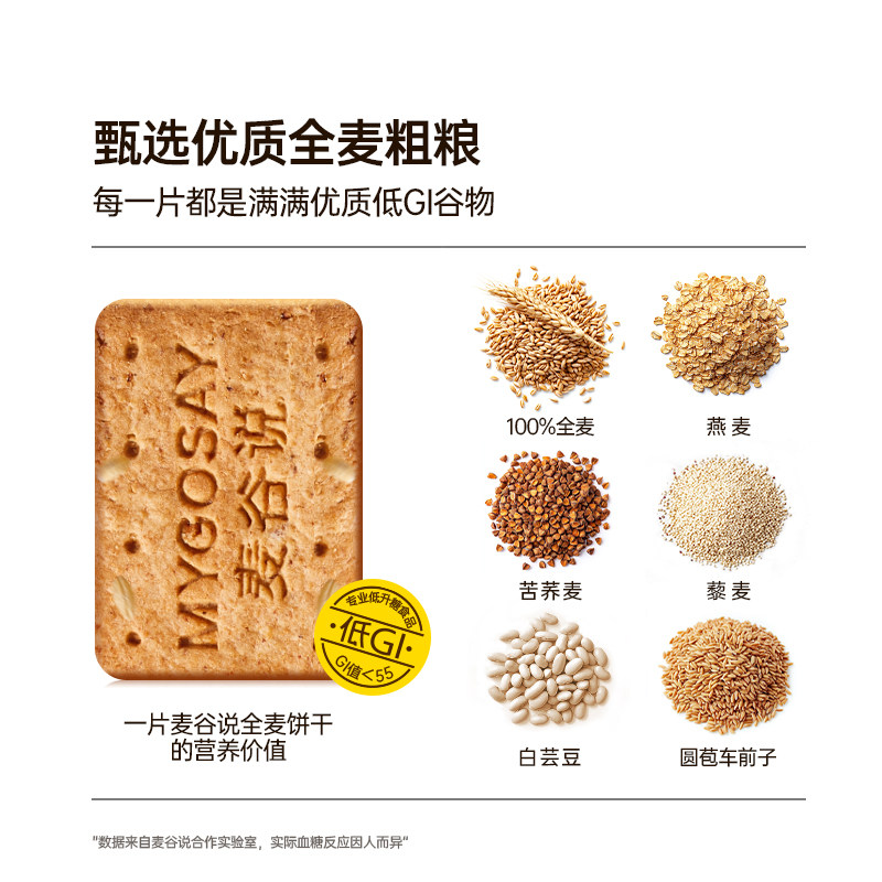 麦谷说全麦谷物饼干粗粮低gi高纤卡脂谷物孕妇解馋代餐饱腹零食