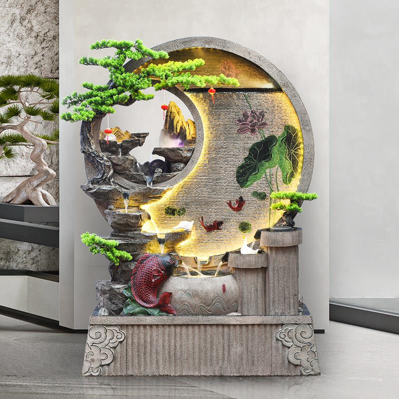 户外庭院假山流水景观落地摆件屏风花园阳台喷泉水幕墙招财装饰品 - 图2