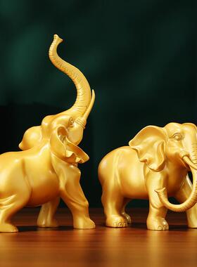 黄铜大象摆件一对象家居玄关办公室公司装饰品摆设乔迁开业礼品