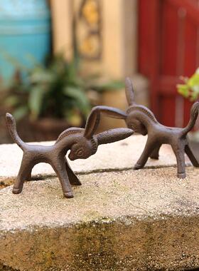 覆古怀旧铸铁驴饰品花园装饰家居客厅陈设创意工艺品覆古美国风格