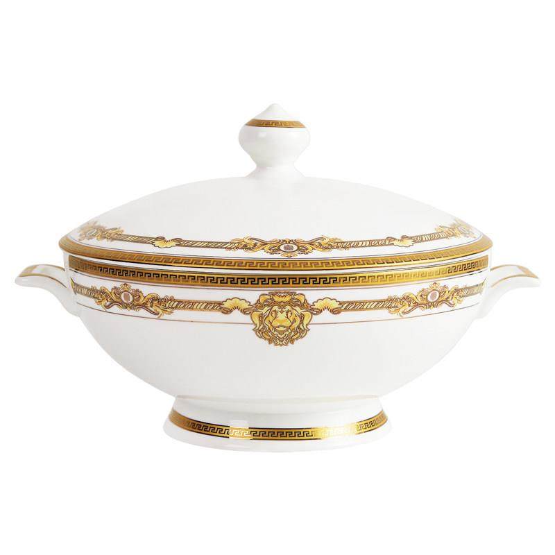 家用欧式9英寸骨瓷高足汤锅陶瓷大号品锅带盖大汤盆双耳防烫大碗,淘宝优惠券,粉丝福利购,淘宝优惠卷