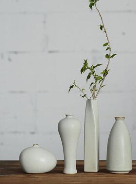 景德镇陶瓷客厅小花瓶摆件白色手工覆古创意中式禅意家居工艺