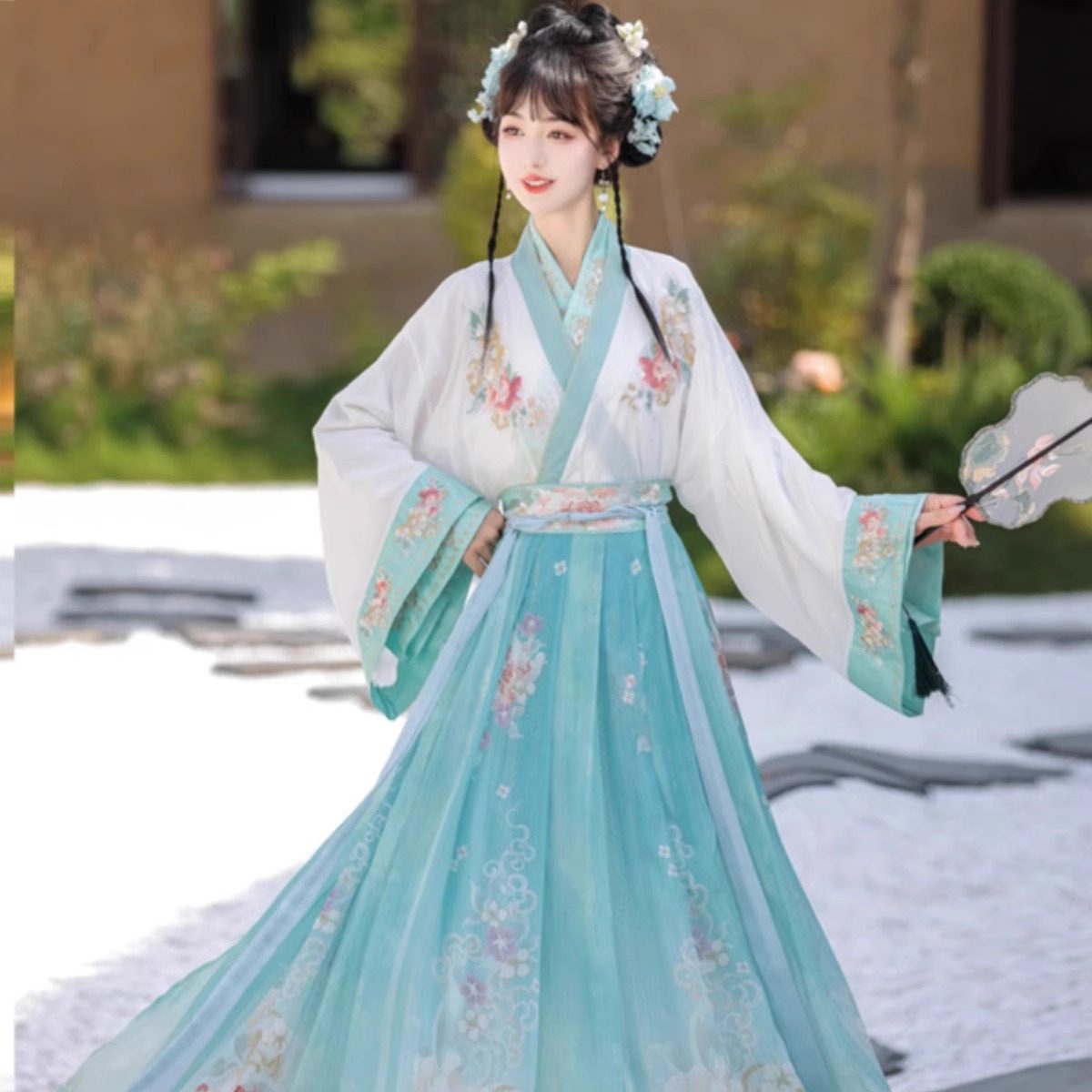 出租汉服交领齐腰襦裙锦上添花汉元素春夏汉服原创日常拍照服租赁,淘宝优惠券,粉丝福利购,淘宝优惠卷