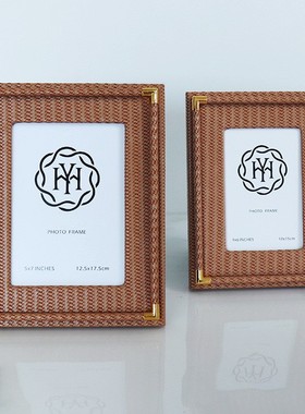 现代轻奢家居卧室相框6寸7寸编织画框床头柜摆件创意新房装饰摆设