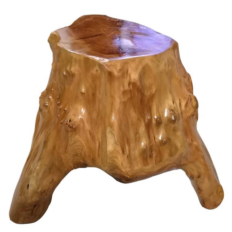 A12杉木树根雕凳子原木墩子花架底座树桩木桩大板茶几配凳三脚凳 - 图3