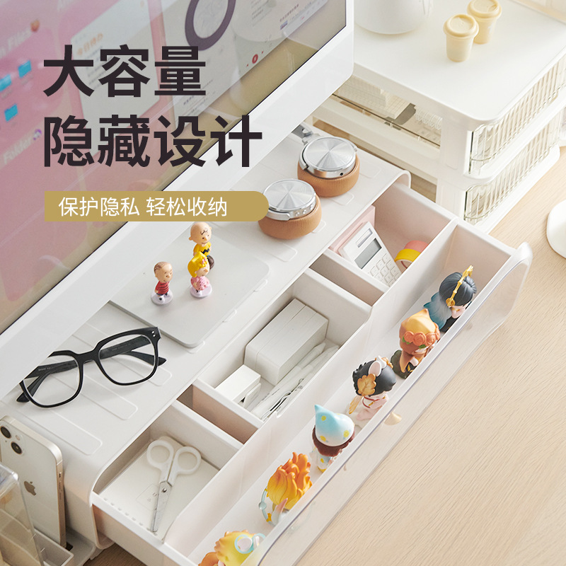 Computer monitor elevated multifunctional office desktop storage rack transparent blind box figure storage box