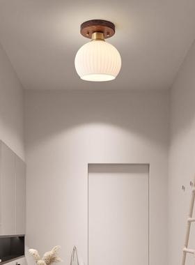 中式阳台灯胡桃木吸顶灯日式复古衣帽间入户门厅玄关走廊灯过道灯