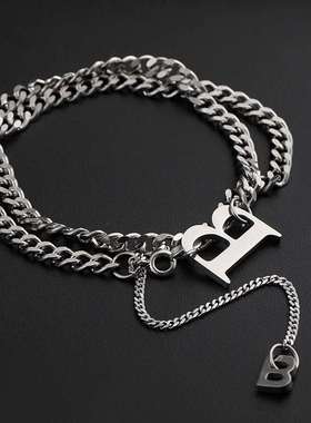 Titanium steel letter B Necklace stainless steel cool girl f