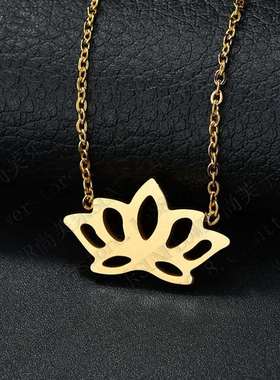 Jewelry Simple Lotus Pendant Stainless Steel Necklace Ladies