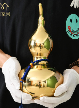 轻奢纯铜好运葫芦摆件空心开口开盖铜葫芦玄关客厅壁柜装饰品摆设