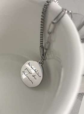 Titanium steel stitching necklace letter round card pendant