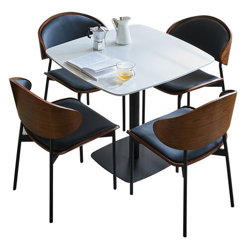 轻奢岩板洽谈桌椅组合正方形休闲打牌会客桌子家用餐桌阳台小方桌 - 图3