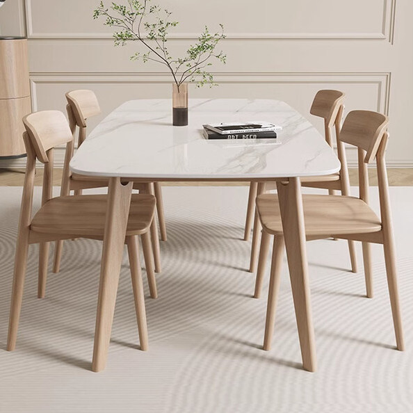 高端全托岩板餐桌椅组合2025年新款轻奢实木小户型家用长方形餐桌,淘宝优惠券,粉丝福利购,淘宝优惠卷