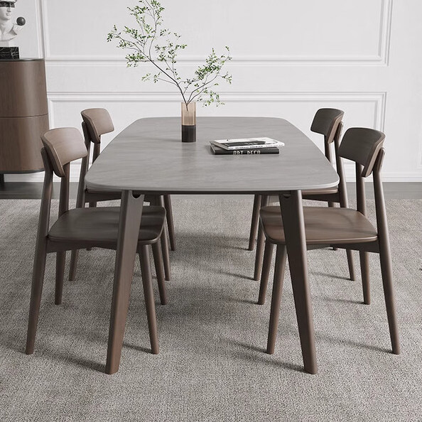 高端全托岩板餐桌椅组合2025年新款轻奢实木小户型家用长方形餐桌,淘宝优惠券,粉丝福利购,淘宝优惠卷