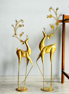 美式复古轻奢鹿落地装饰大摆件服装店铺橱窗客厅电视柜旁玄关工艺