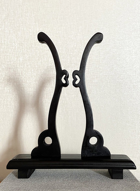 老阊门黑檀木团扇扇架扇托专用配件可拆卸扇撑底座宫扇工艺扇子