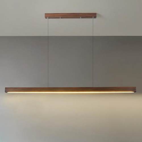 黑胡桃实木LED吊灯轻奢极简长条灯吧台办公桌茶室灯日式书房灯具 - 图3