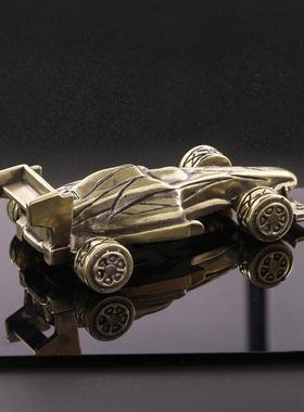 创意设计黄铜摆件新潮四驱车轮子能转酷帅跑车古铜车模型摆设