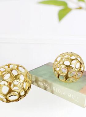 创意金属镂空球摆件家居软装饰品客厅电视柜摆设室内工艺品