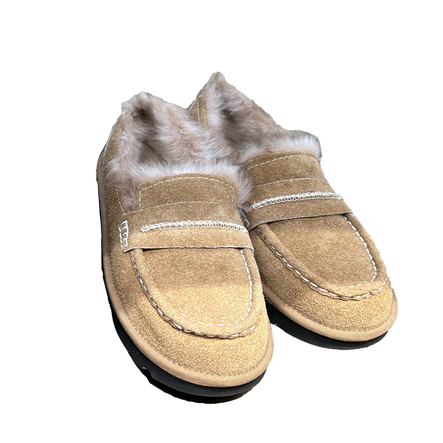 牛皮版~复古厚底深口毛毛单鞋女冬外穿加绒懒人一脚蹬英伦乐福鞋,淘宝优惠券,粉丝福利购,淘宝优惠卷