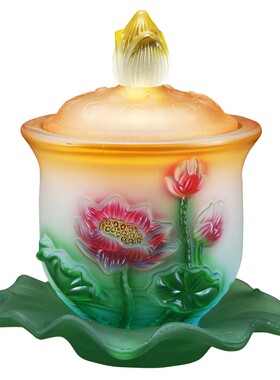 紫运阁琉璃供水杯家用室内供佛圣水杯佛堂供奉观音贡水杯佛前供杯