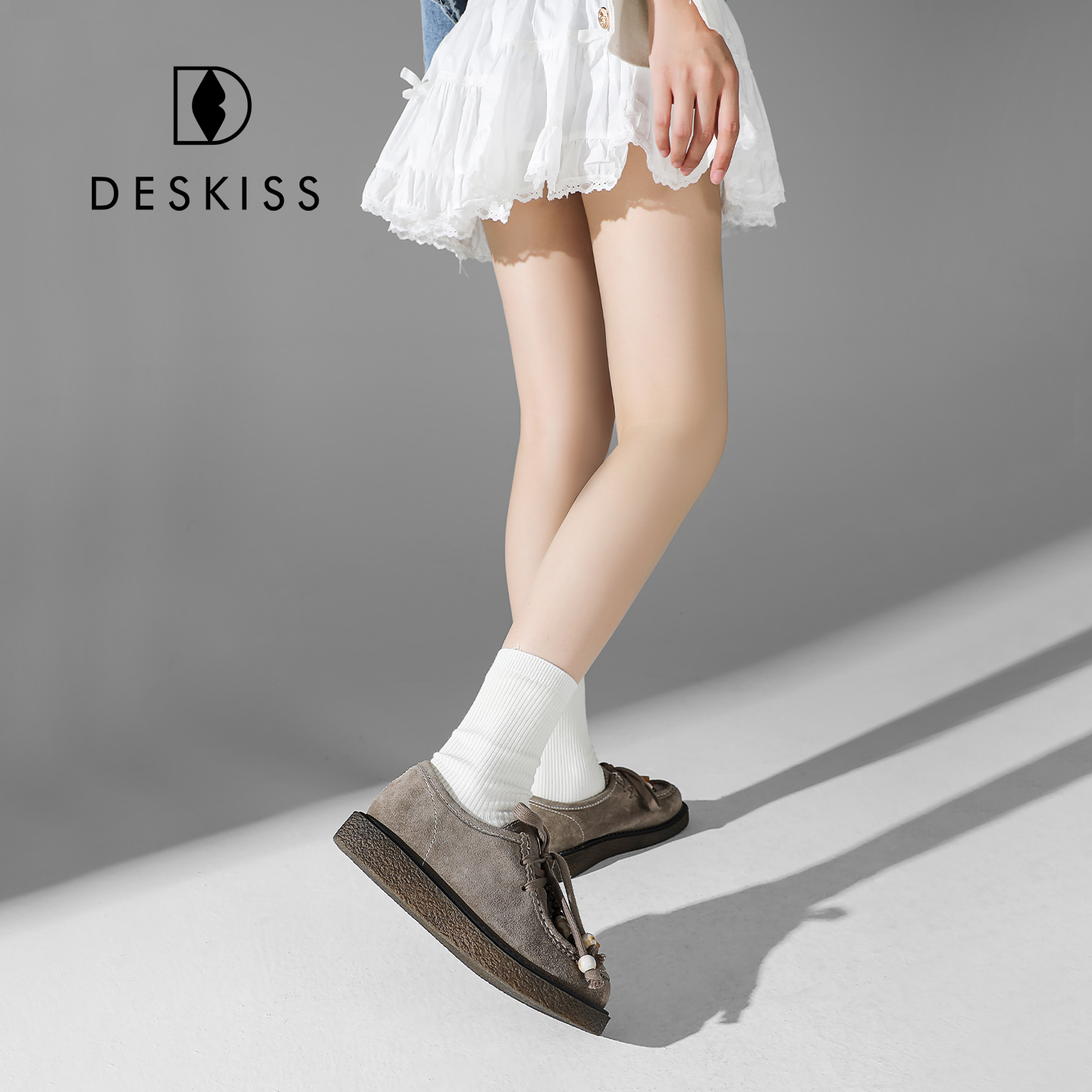 DESKISS女鞋2025秋季新款复古勃肯鞋女款真皮休闲运动风袋鼠鞋女 - 图2