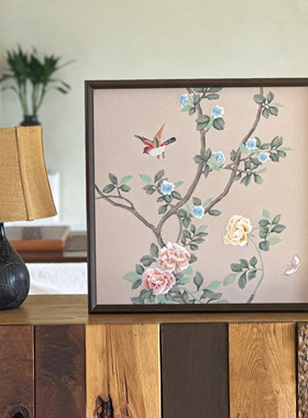 【花鸟富贵】刺绣新中式古典装饰画吉祥开运新居礼物客厅边柜挂画